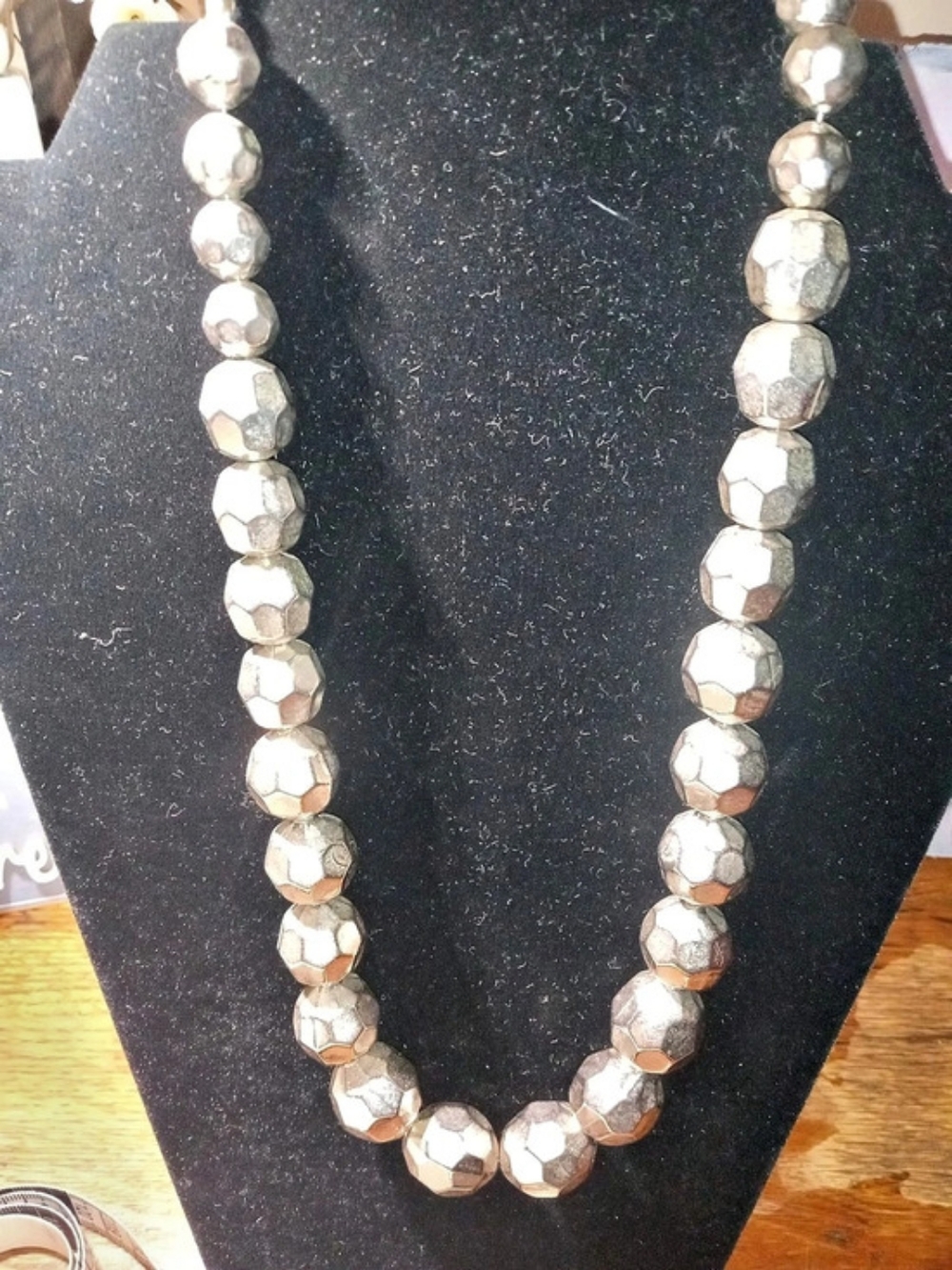Silver Faceted Bead Necklace